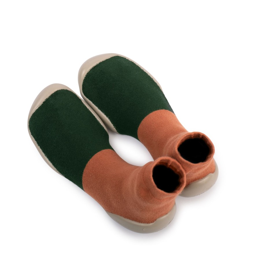 Homme Collégien Chaussons | Color Block Vert Foret