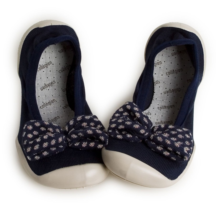 Femme Collégien Ballerines / Espadrilles | Bleu Nuit Avec Noeuds A Pois