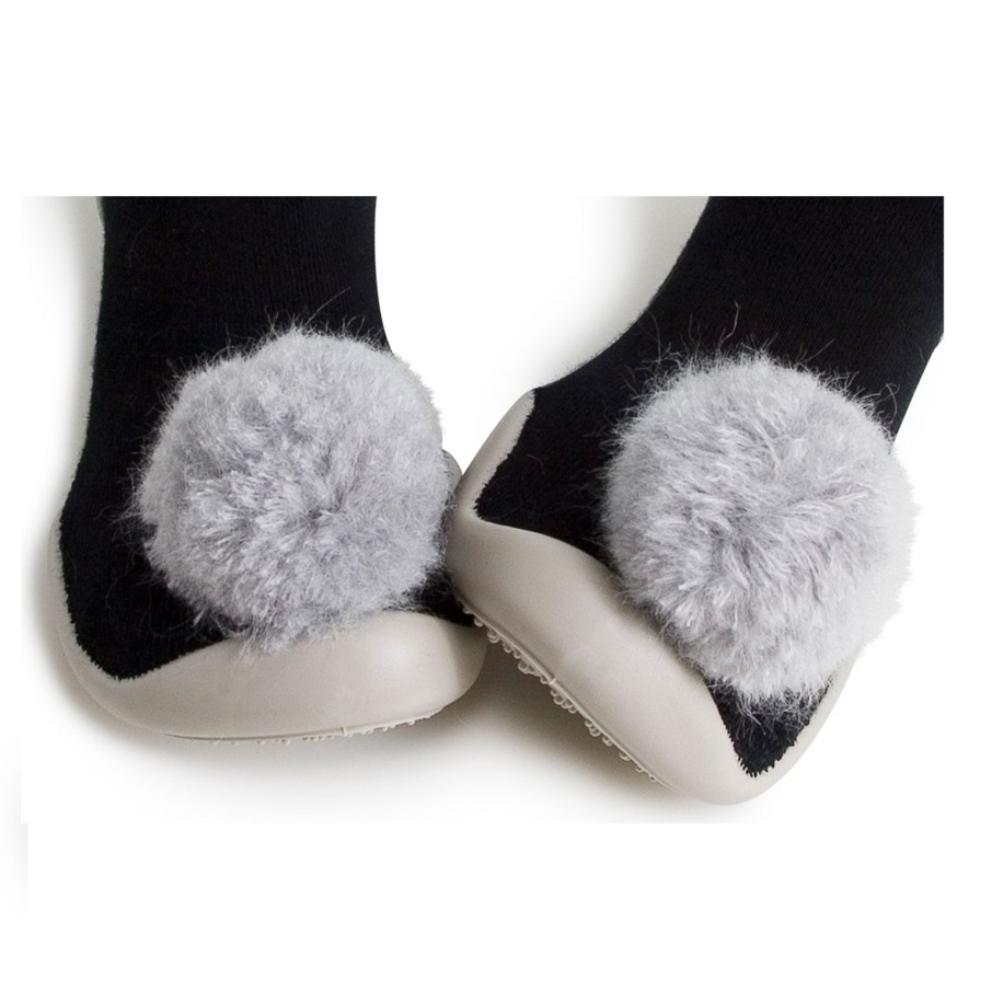 Femme Collégien Chaussons | Chaussons Avec Pompons Gris