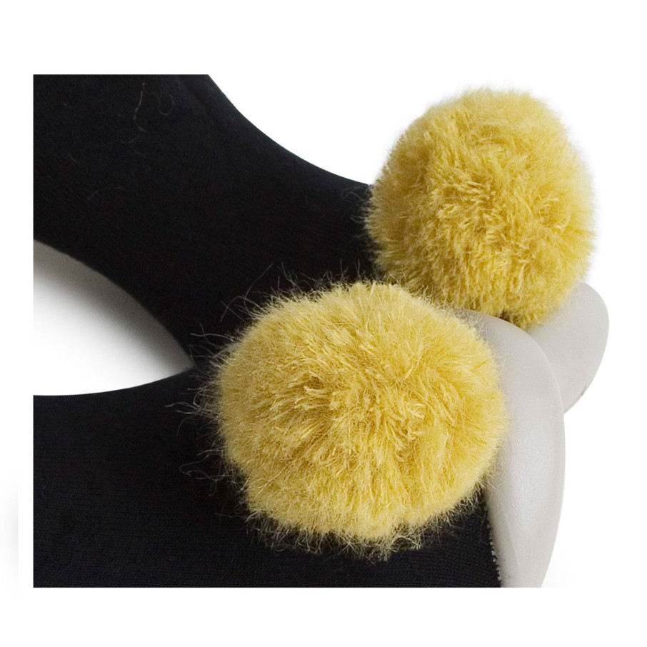 Femme Collégien Chaussons | Chaussons Avec Pompons Jaune