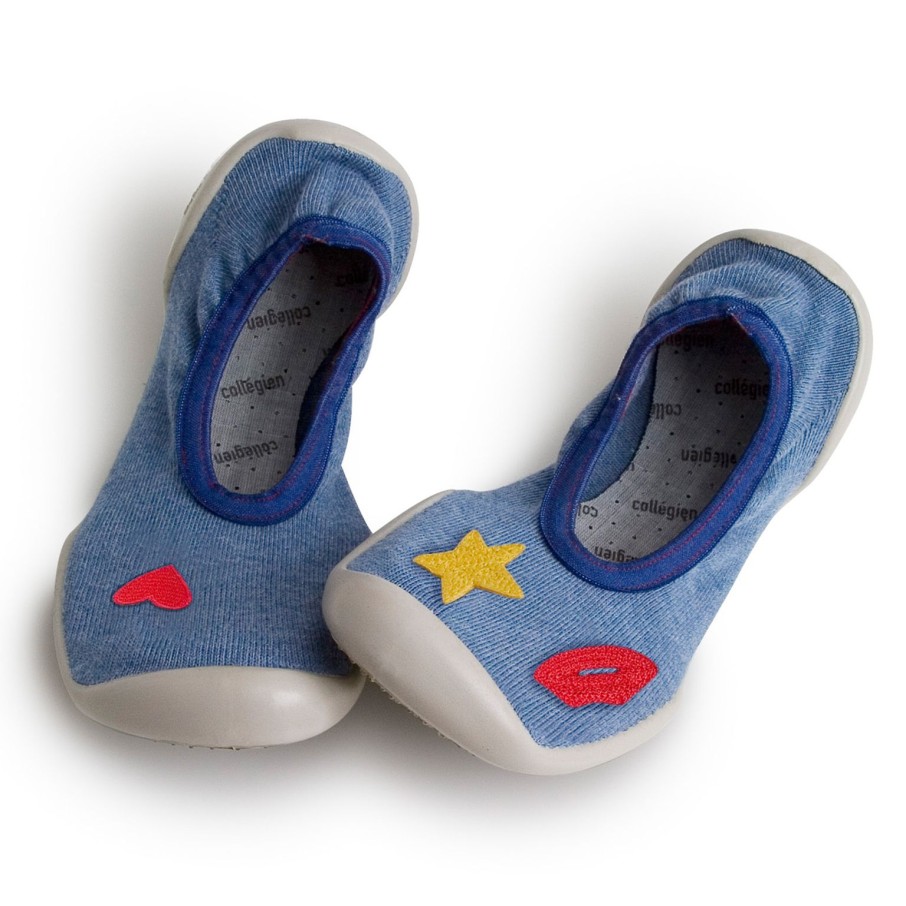 Femme Collégien Ballerines / Espadrilles | Blue Jeans Avec Coeur Etoile Et Bouche