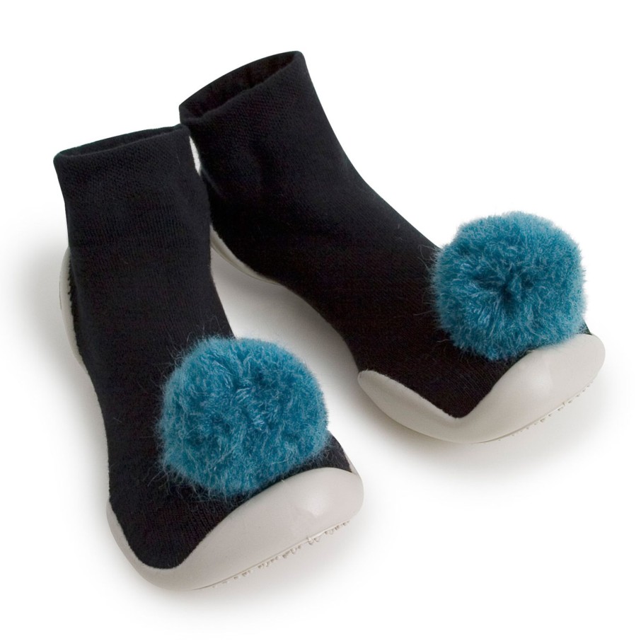 Femme Collégien Chaussons | Chaussons Avec Pompons Bleu